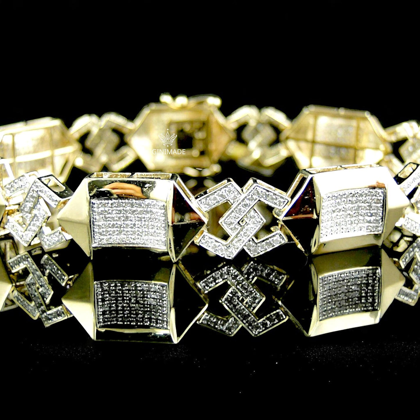 Men’s CZ Diamond Bracelet – 925 Sterling Silver – Iced Out Link Chain – Hip Hop Style – Gift for Him