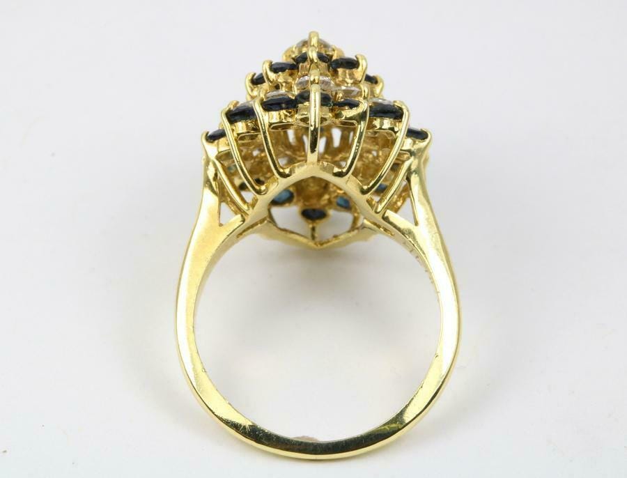 Women’s Cluster Wedding Ring | CZ Sapphire and CZ Diamond Ring |925 Sterling Silver Elegant Jewelry