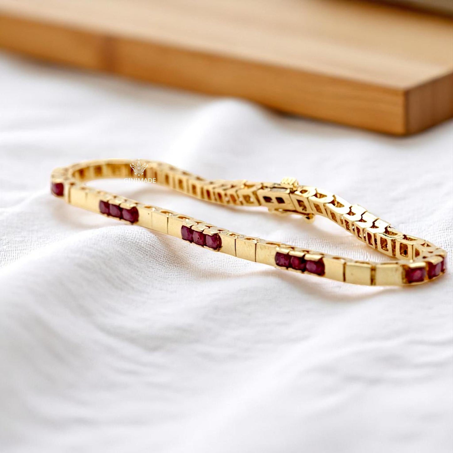 Vintage CZ Ruby Bracelet – 925 Sterling Silver Bracelet – Antique Style Ruby Bangle – Handmade Statement Jewelry – Gift for Her