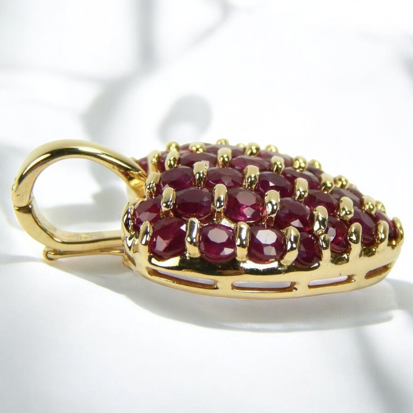 Vintage Gold Heart Pendant | CZ Ruby & 925 Silver | Gift for Her