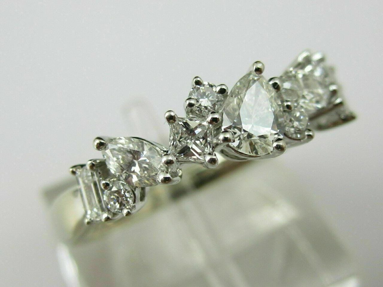 Unique Multi Shaped CZ Band - Mixed Cut Stone Stackable Rings for Her - Anniversary Wedding Bands Women