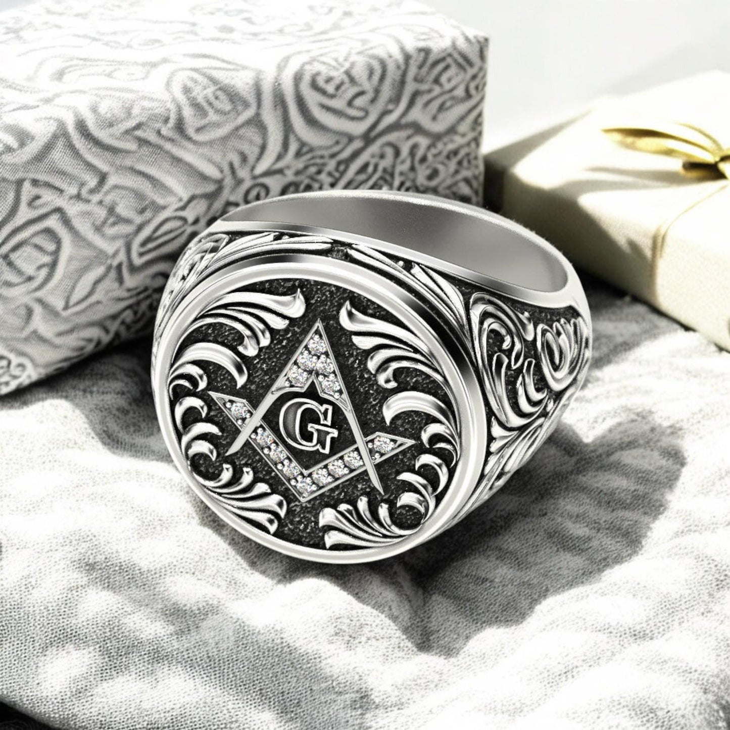 Personalized Oxidized Silver Signet Ring - Letter G Initial Ring for Men - 925 Sterling Silver Custom Gift fathers day gift.