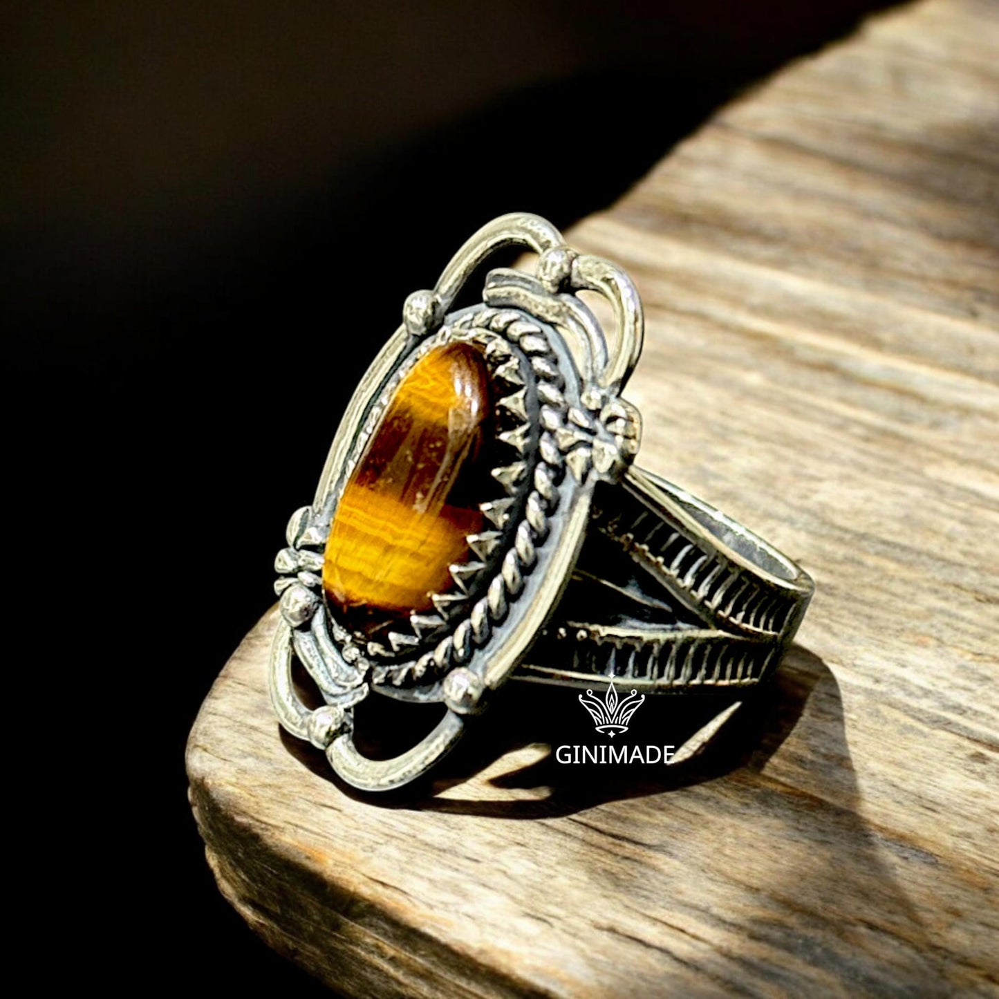 Handmade Tiger Eye Ring | Oxidized 925 Sterling Silver Ring | Boho Vintage Ring | Healing Gemstone Jewelry | Gift for Him/Her