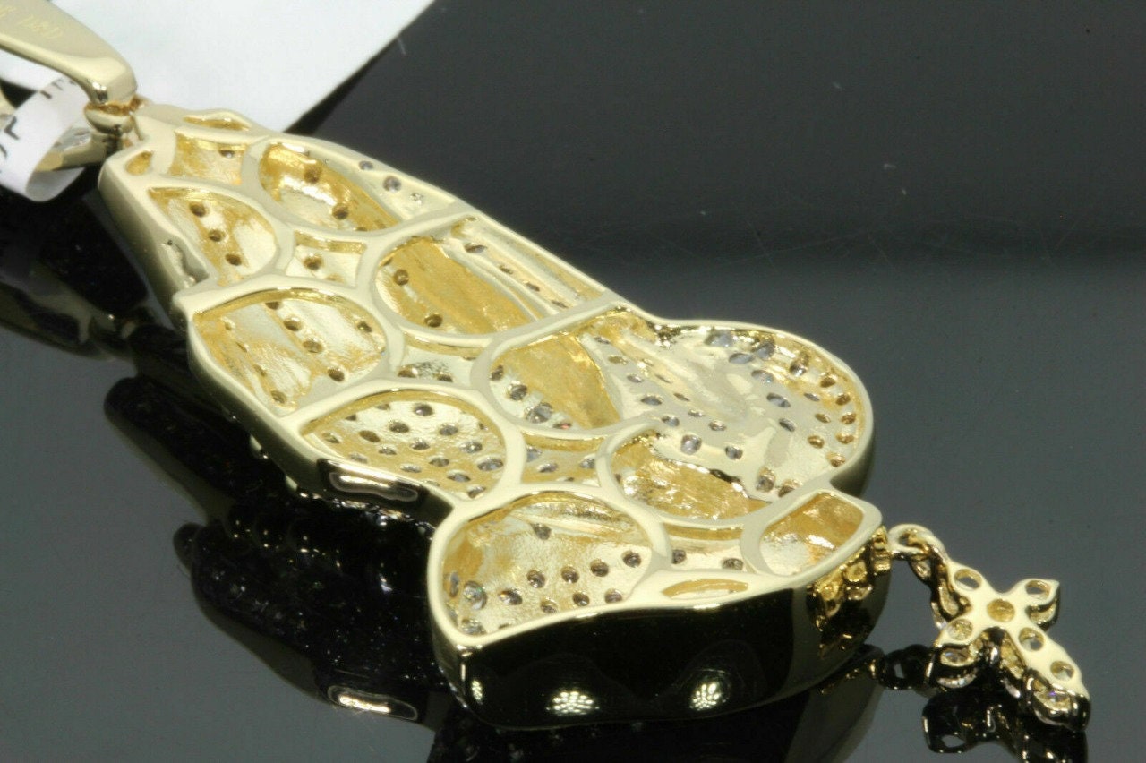 Men's Praying Hands Rosary Necklace, 925 Silver & CZ Diamonds