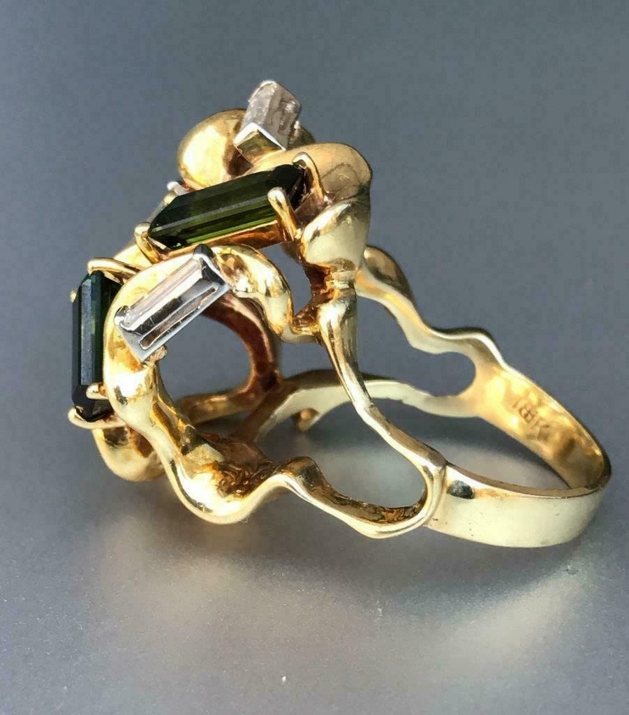 Designer Multi Color Starling Ring, 925 Silver Gold Plating, CZ Stone, Artistic Jewelry