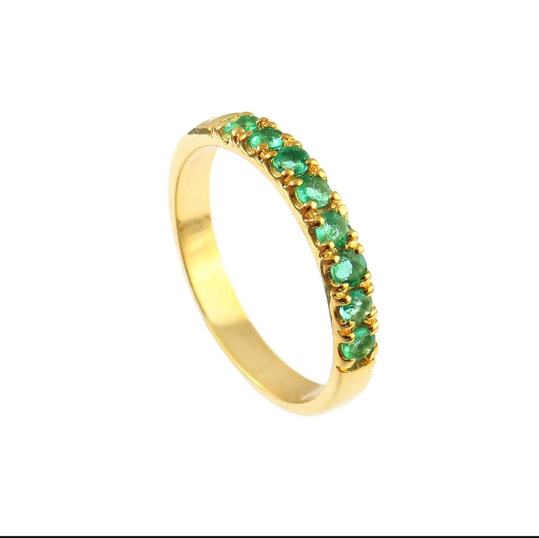 Luxury gold plated emerald ring, sterling silver, elegant accessories