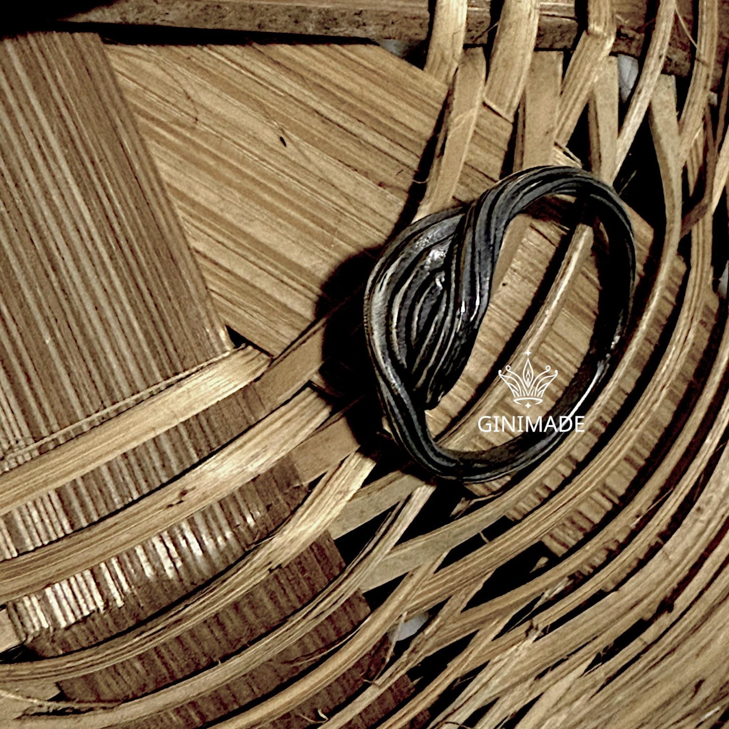 Rustic Sterling Silver Leaf Ring | Handmade Nature Jewelry | Textured Silver Band | Wavy Boho Ring | Gift for Her