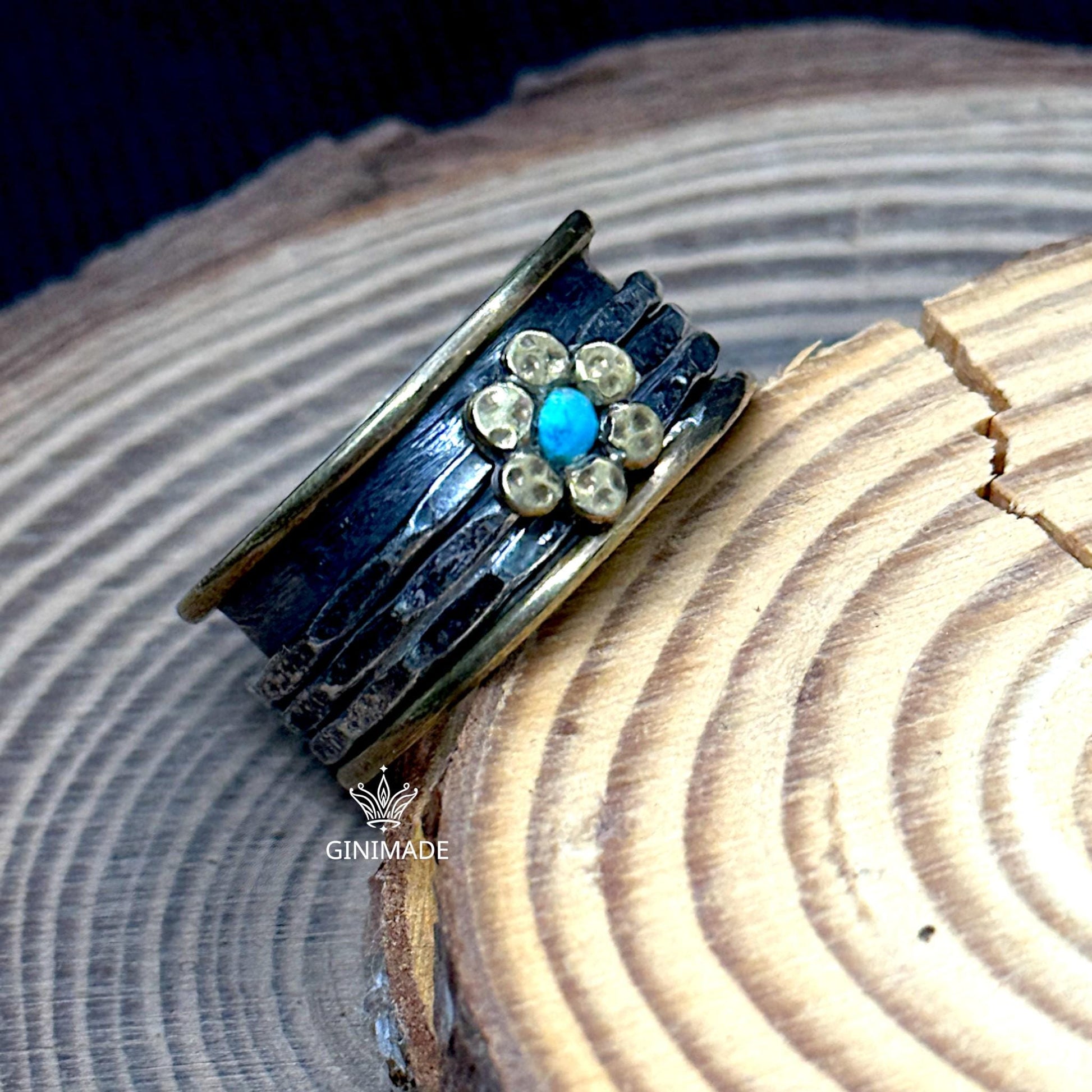 Handmade Mixed Metal Flower Ring