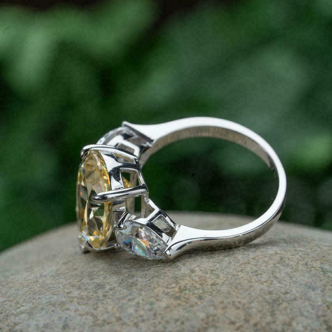 Yellow and white CZ Diamond Ring, 925 Sterling silver Two Town Elegant Ring Women Statment Jewelry