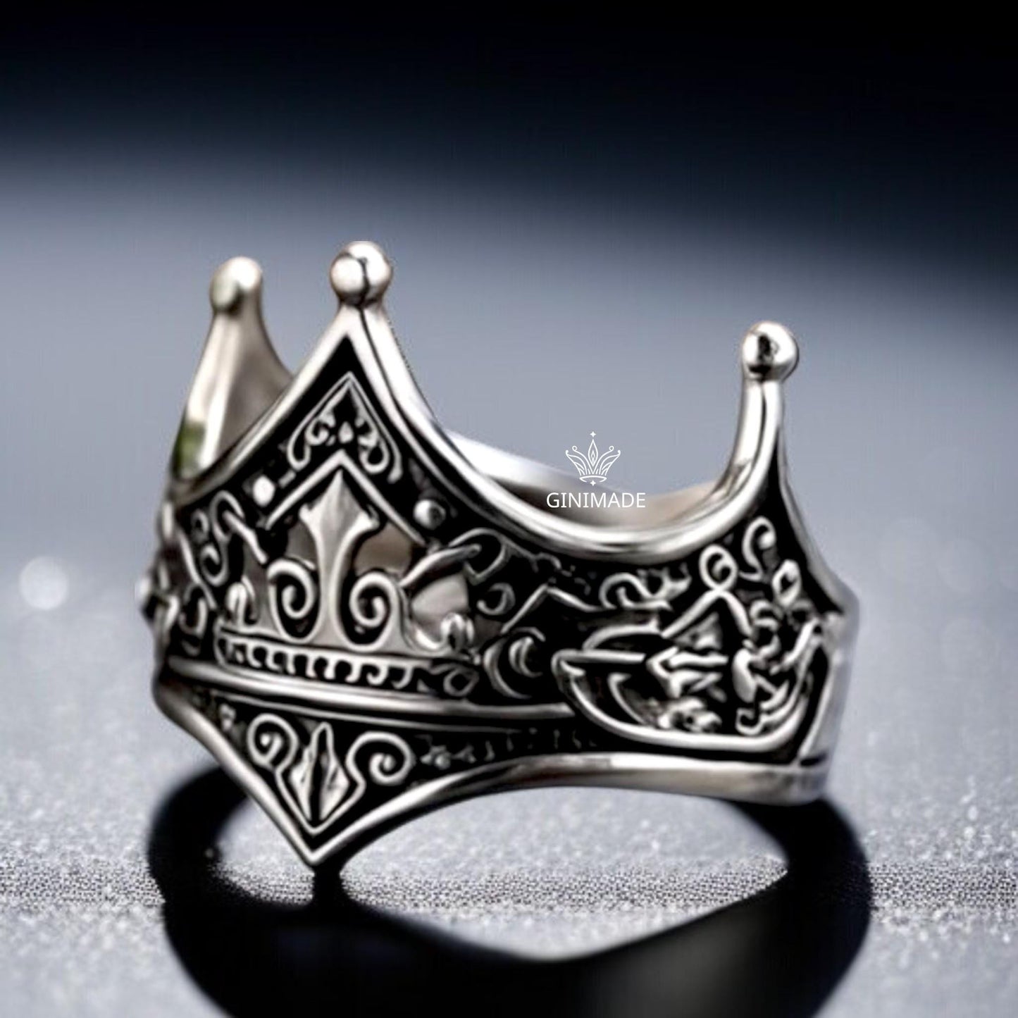 Elegant European Crown Ring | 925 Sterling Silver Royal Jewelry | Vintage Style Unisex Ring | Statement Crown Band | Gift for Him & Her