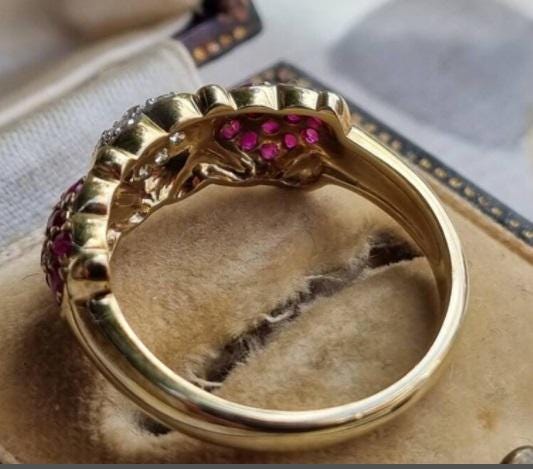 Vintage Ruby & Lab-Grown Diamond Ring 925 Sterling Silver Engagement Ring, Eco-Friendly Jewelry  Heart's Desire Ruby Ring Unique Gift her