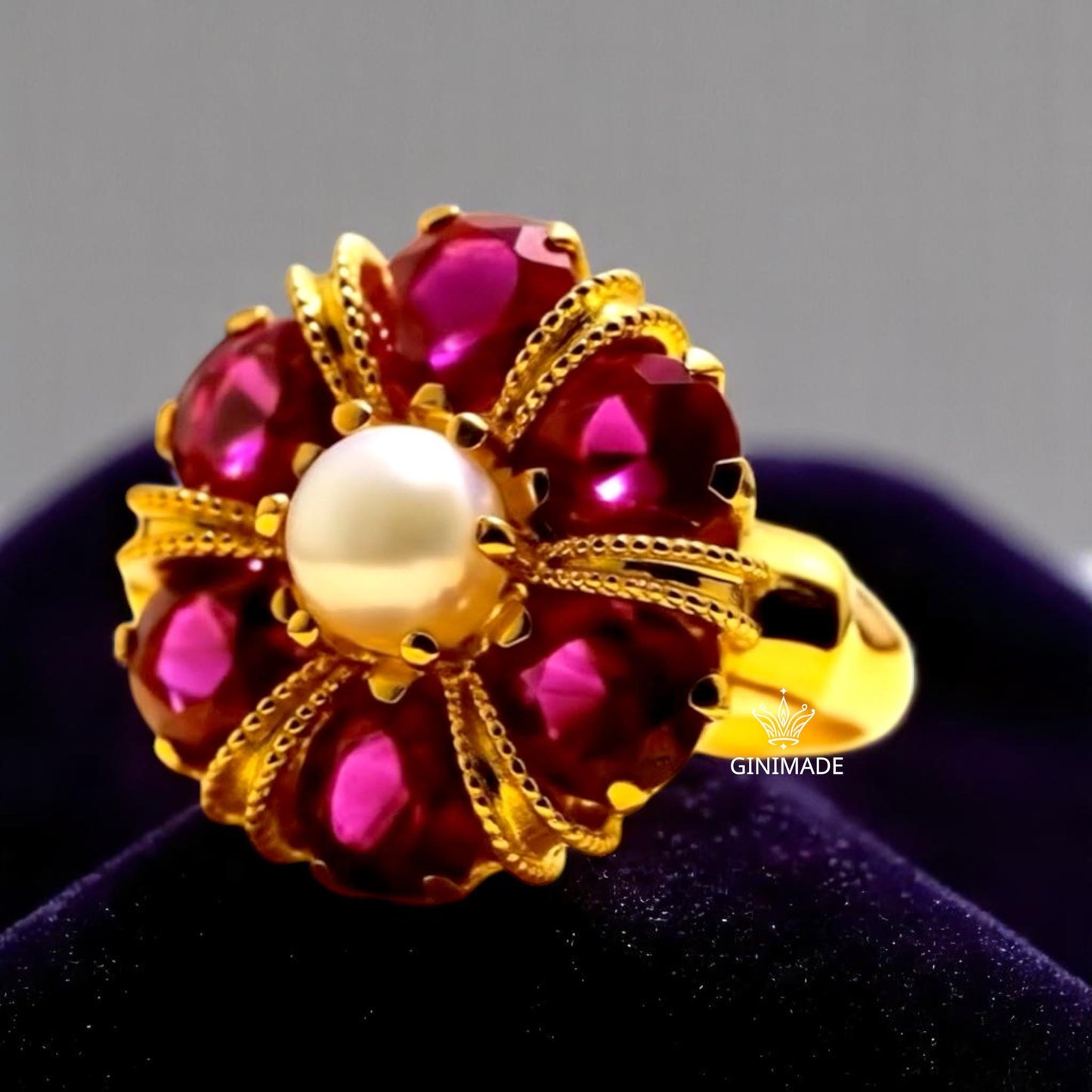 Vintage Crown Ring - 925 Sterling Silver with Stunning CZ Ruby Stone - Elegant Women's Jewelry