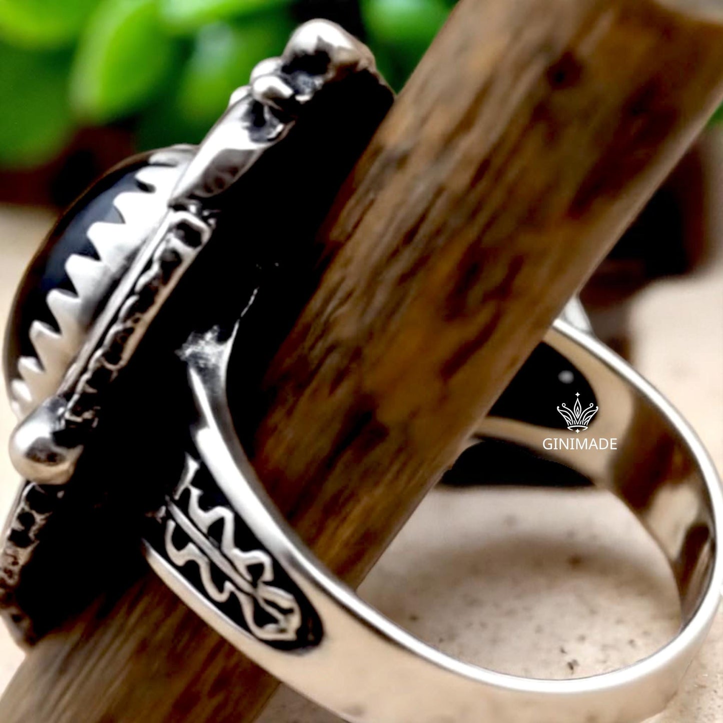 Black Onyx Ring 925 Sterling Silver • Vintage Boho  Ring • Gothic Oval Gemstone Jewelry • Handmade Oxidized Silver Ring for Women & Men.