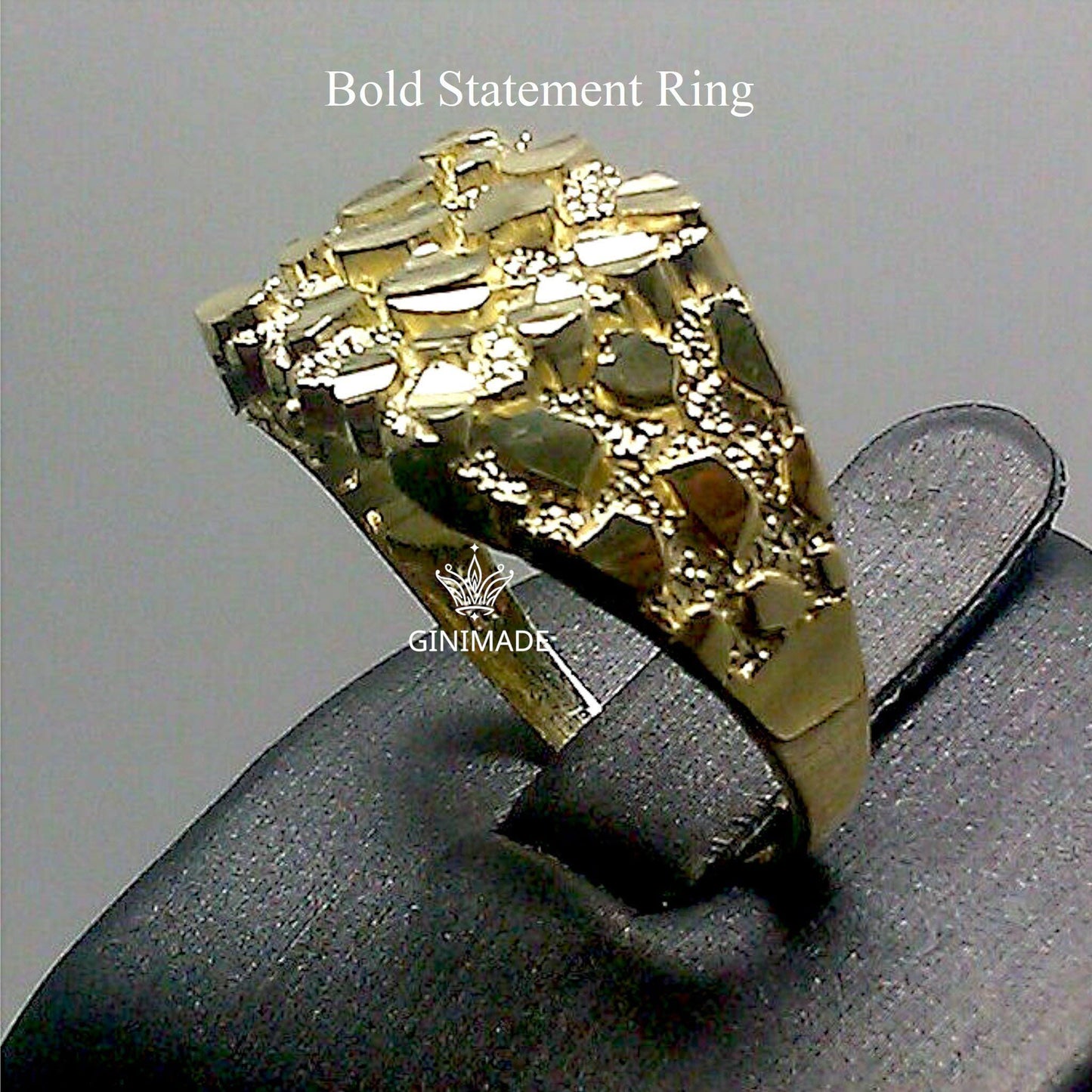 925 Sterling Silver Nugget Ring for Men | Bold Statement Ring | Textured Men's Jewelry | Handmade Gift for Him.