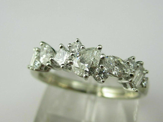 Unique Multi Shaped CZ Band - Mixed Cut Stone Stackable Rings for Her - Anniversary Wedding Bands Women