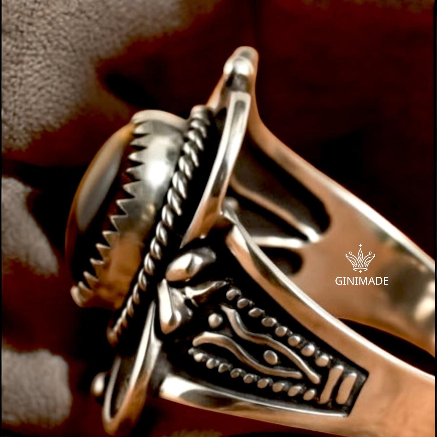 Vintage Tiger Eye Statement Ring  Sterling Silver Boho Ring for Men & Women  Southwestern Tribal Jewelry  Handmade Gemstone Ring Gift