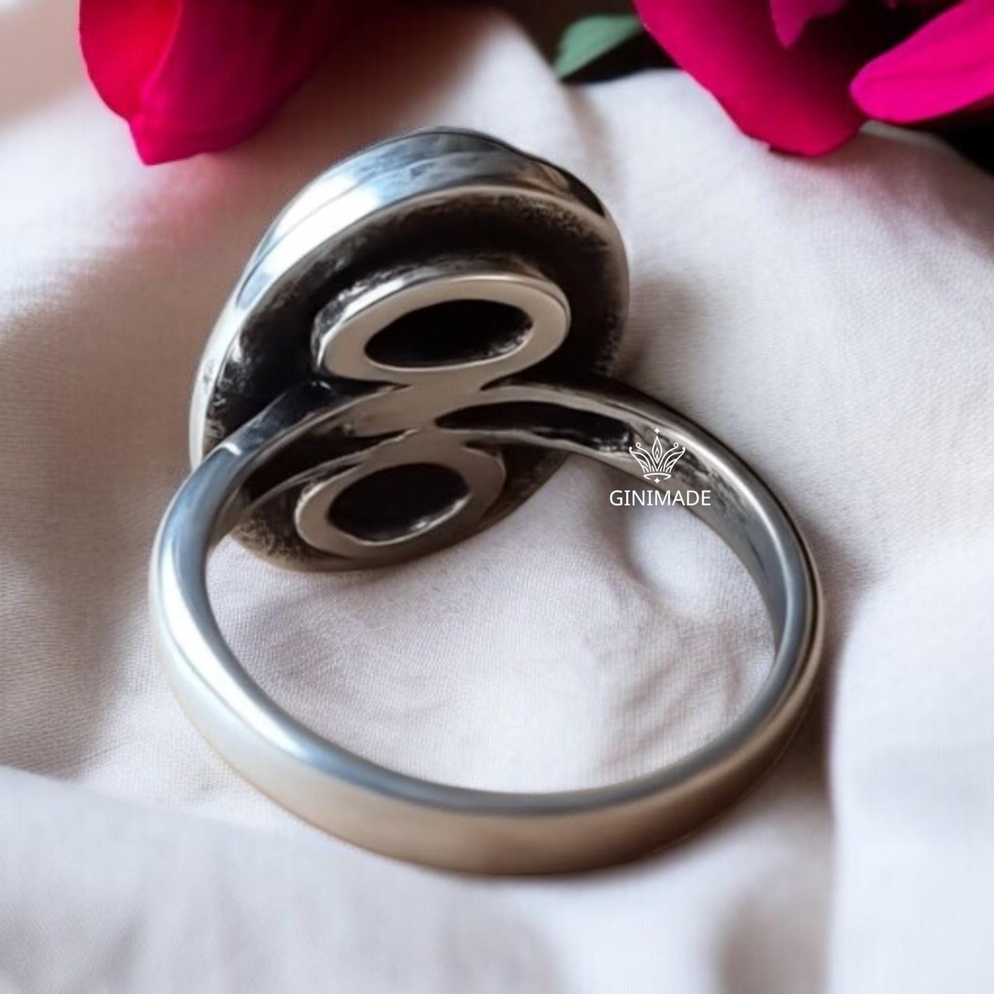 Sterling Silver Onyx Ring • Oval Black Onyx Ring for Men Women • July Birthstone Gift • Bohemian Gemstone Jewelry.