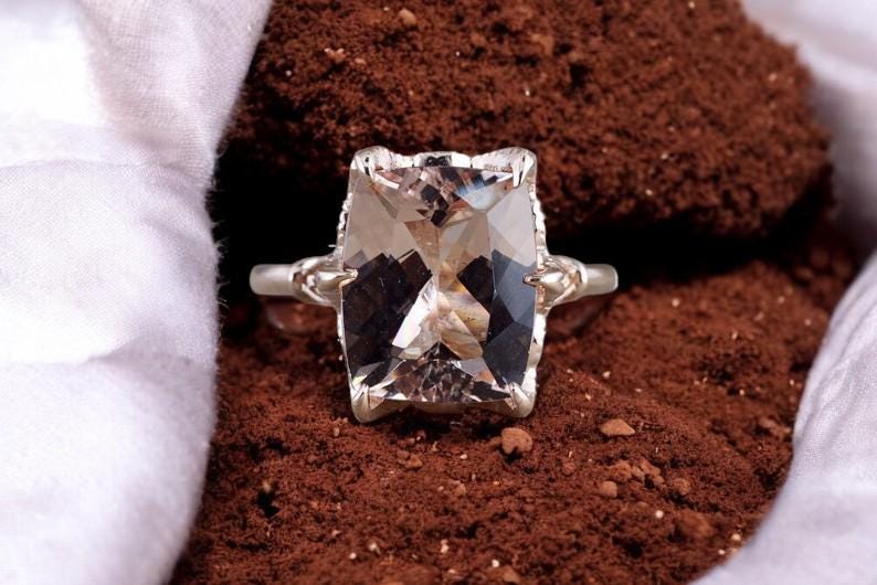 Vintage 925 silver ring, pink CZ stone, anniversary gift for her, elegant women&#39;s jewelry