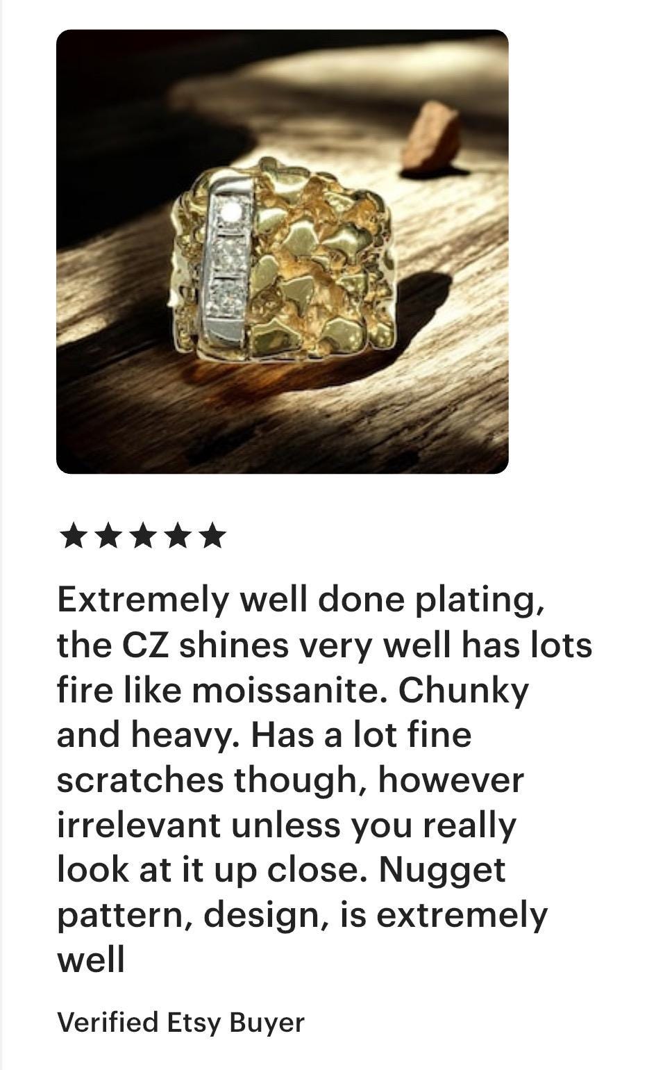 Personalized Nugget Ring – 925 Sterling Silver Statement Ring – Textured Gold & Silver Band – Unique Men’s Jewelry – fathers day gift