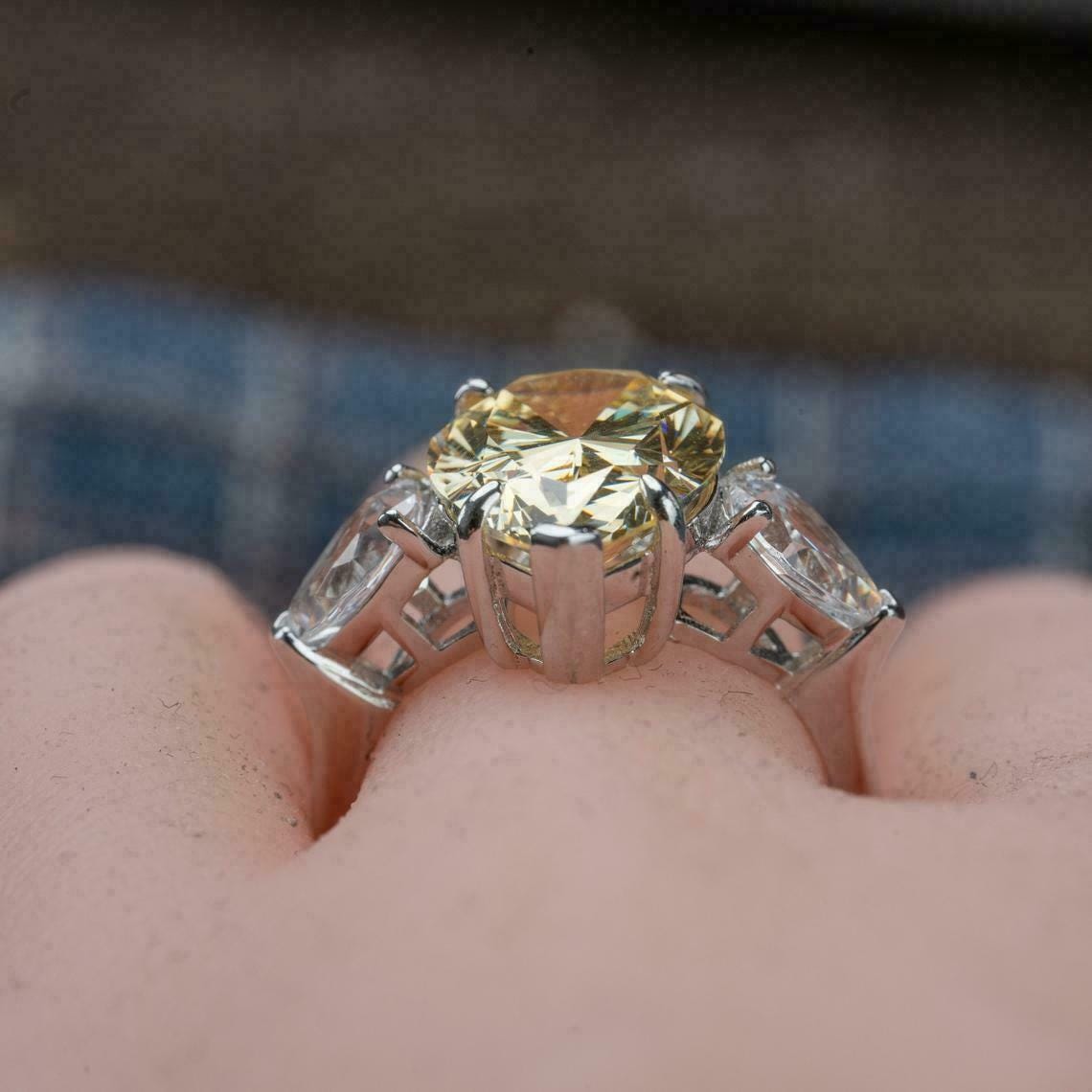 Elegant Triple Gemstone Ring, Sterling Silver, Wedding Band