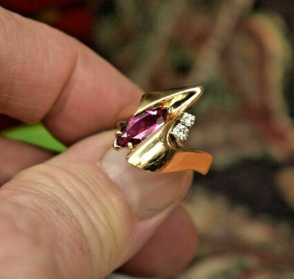 Elegant Fold Ring in 925 Sterling Silver with Pink Gemstone - Gold Plated Designer Jewelry