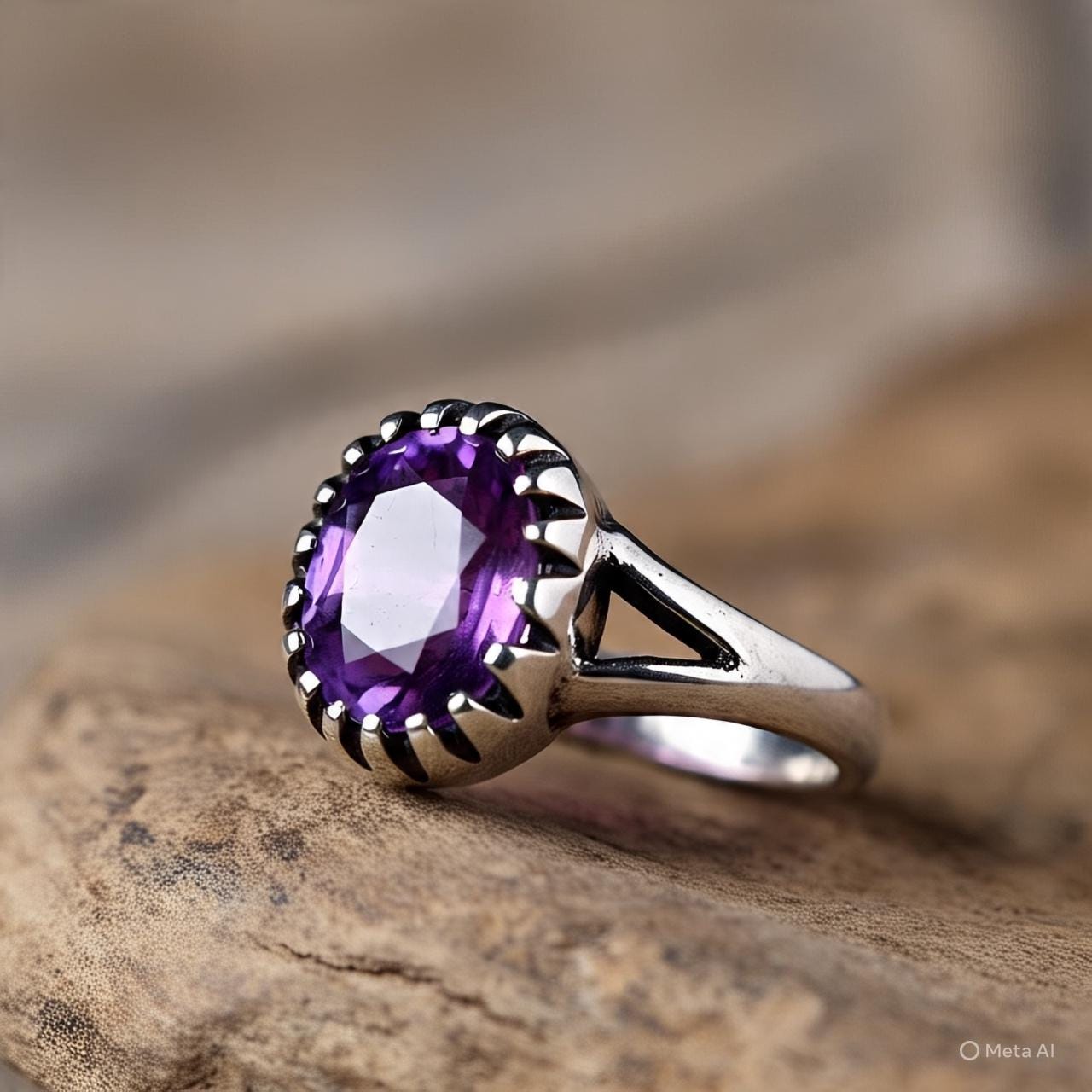 Boho Amethyst Ring  Oxidised Silver Ring  February Birthstone Gift  Vintage Style Gemstone Ring  Handmade Amethyst Jewelry