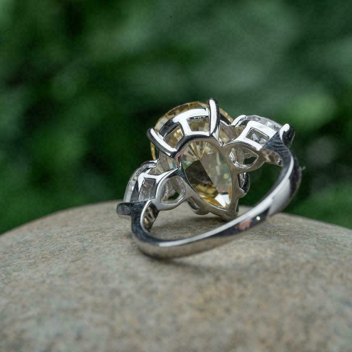 Yellow and white CZ Diamond Ring, 925 Sterling silver Two Town Elegant Ring Women Statment Jewelry