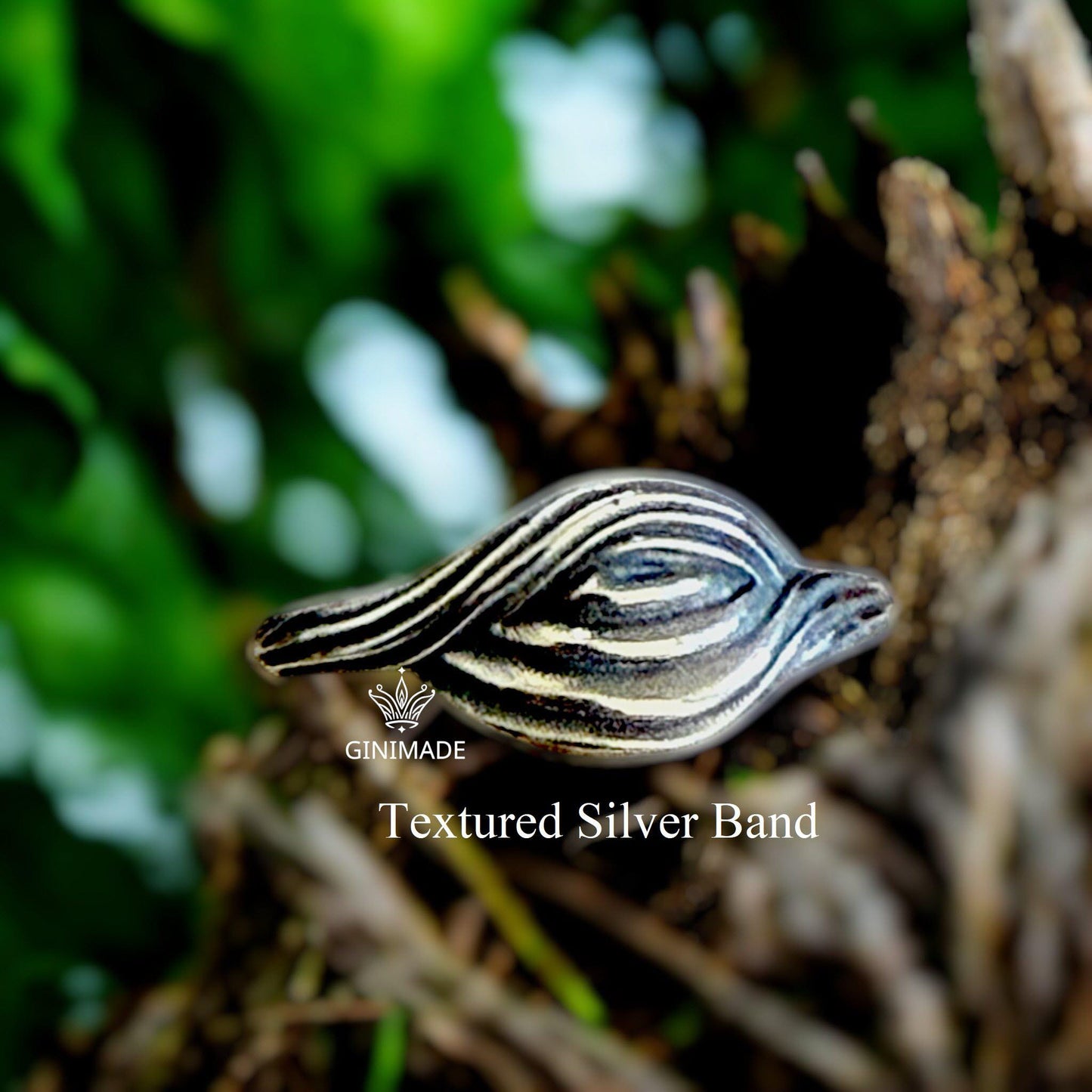 Rustic Sterling Silver Leaf Ring | Handmade Nature Jewelry | Textured Silver Band | Wavy Boho Ring | Gift for Her