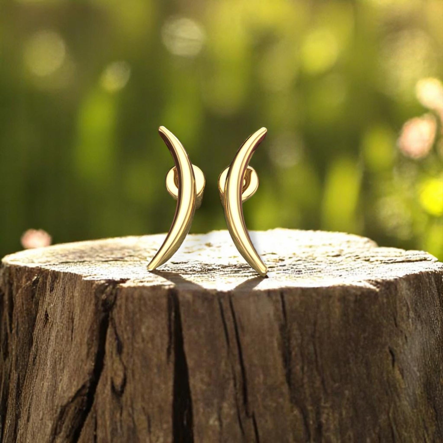 Crescent Stud Earrings • 925 Sterling Silver Minimalist Curve Earrings • Modern Handmade Jewelry Gift for Her