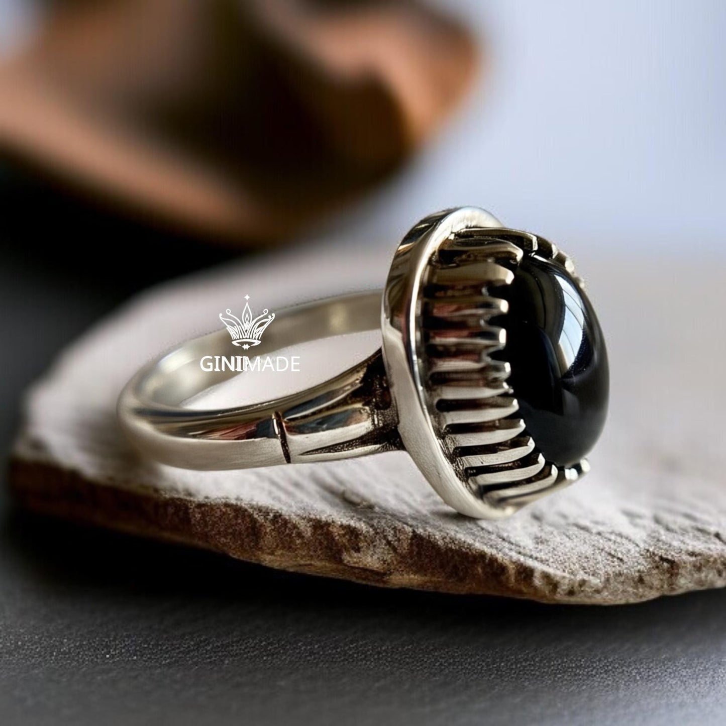 Unisex Black Onyx Silver Ring • 925 Handmade Gemstone Ring • Men's Statement Jewelry • Onyx Engagement or Promise Ring
