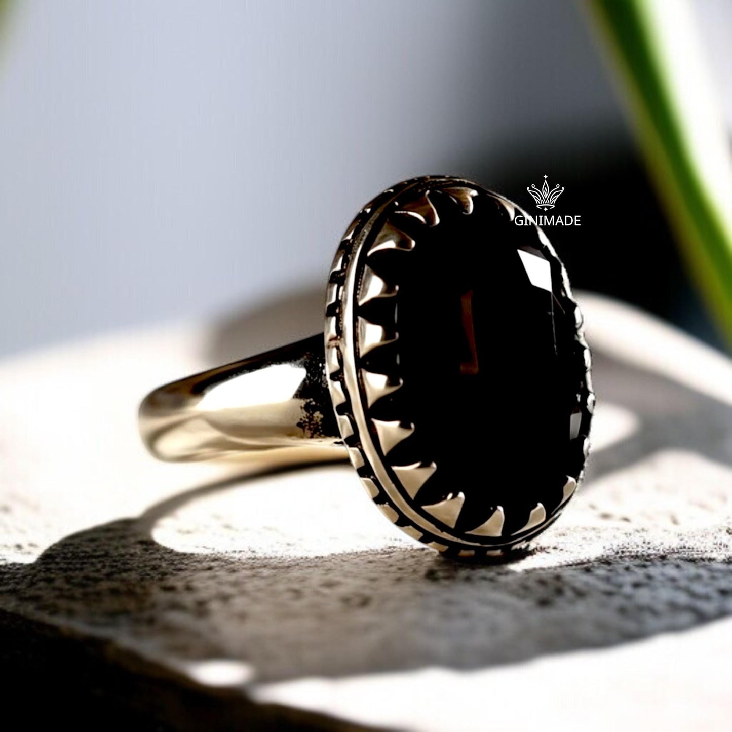 Black Onyx Ring 925 Sterling Silver • Oval Gemstone Ring • Statement Ring for Men & Women • Boho Onyx Jewelry • Gift for Him or Her