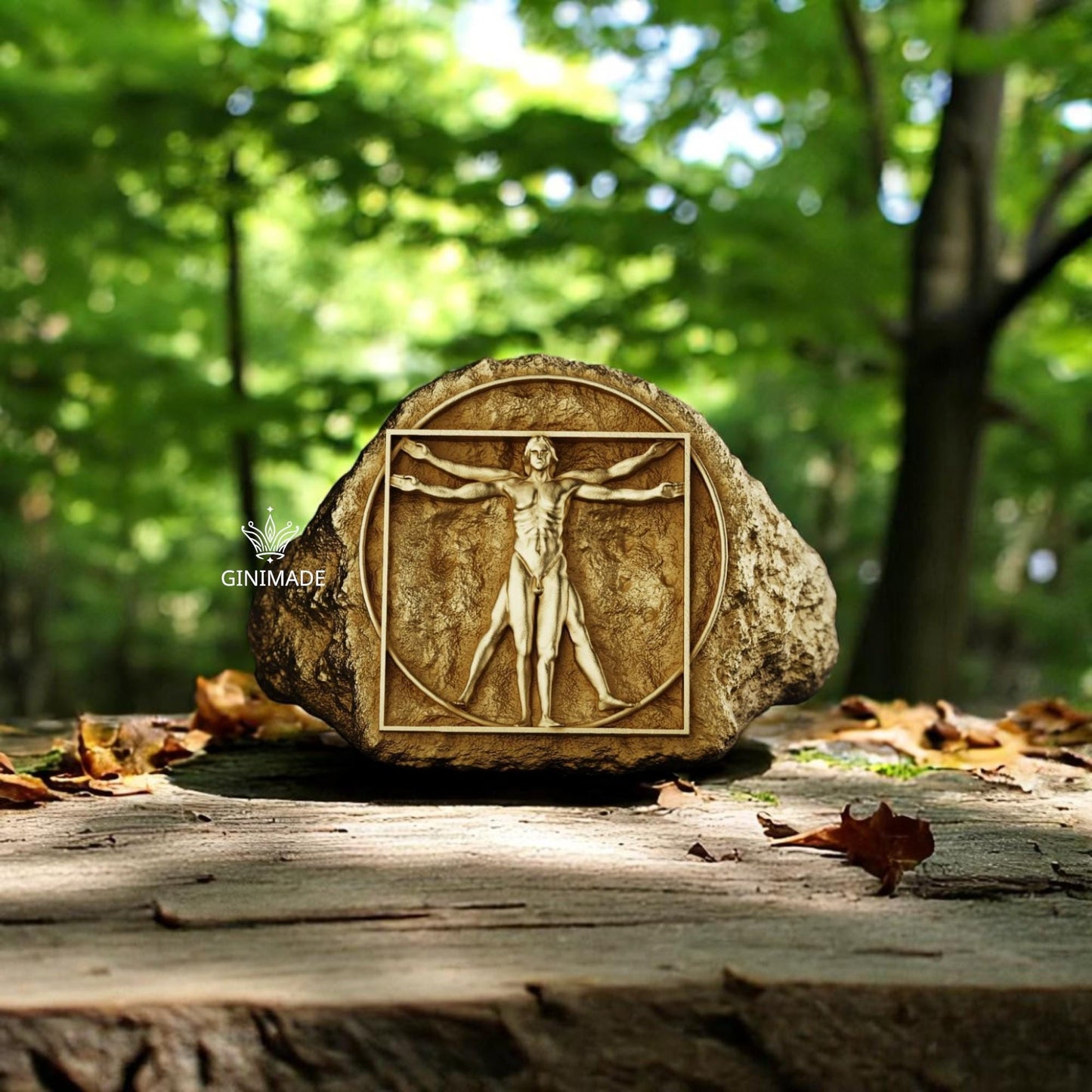 Vitruvian Man Signet Ring | 925 Sterling Silver Men's Ring | Da Vinci Inspired Renaissance Jewelry | Handmade Gift for Him.