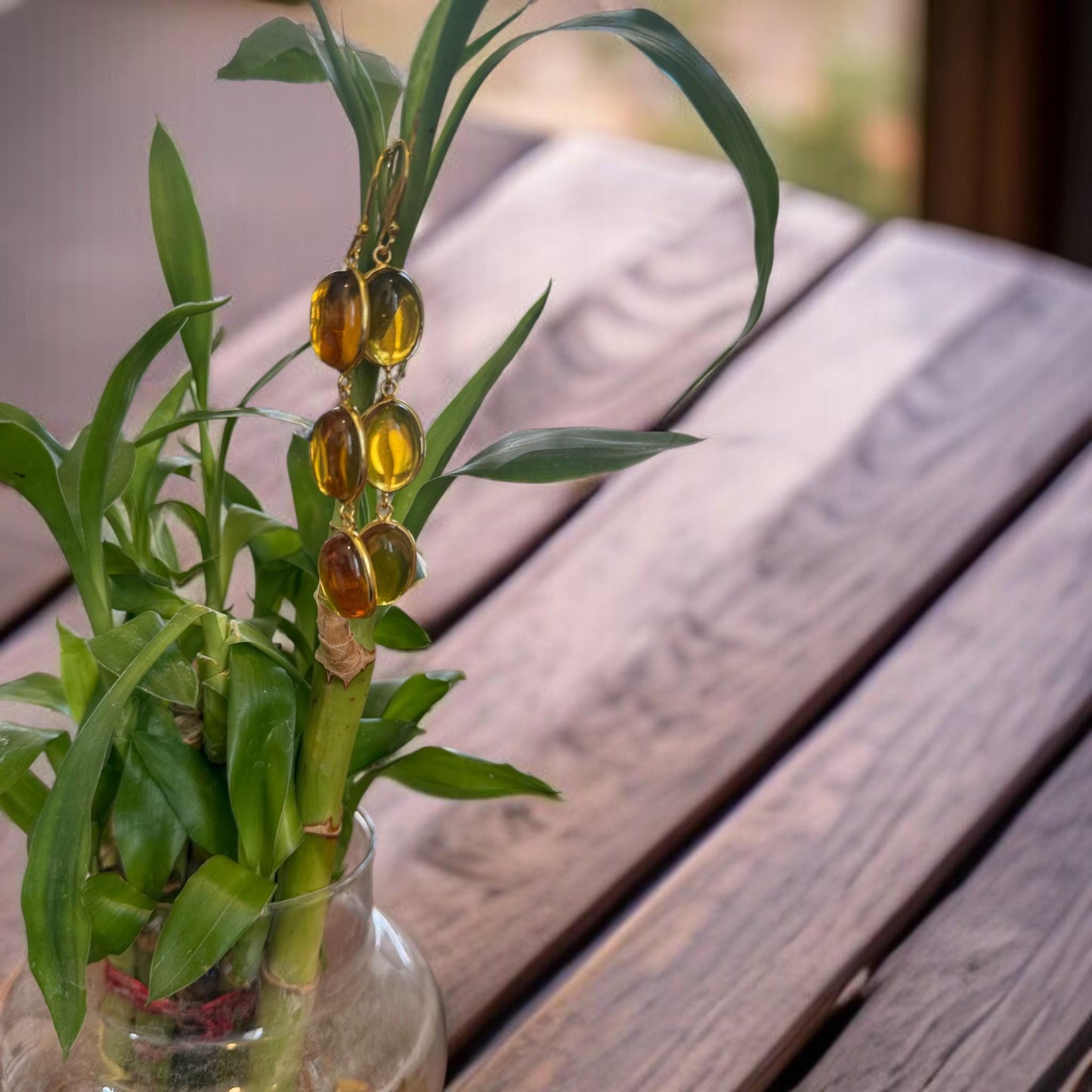 Yellow Gemstone Dangle Earrings | Long Gold Drop Earrings | Handmade Statement Earrings | Lightweight Boho Jewelry | Gift for Her.
