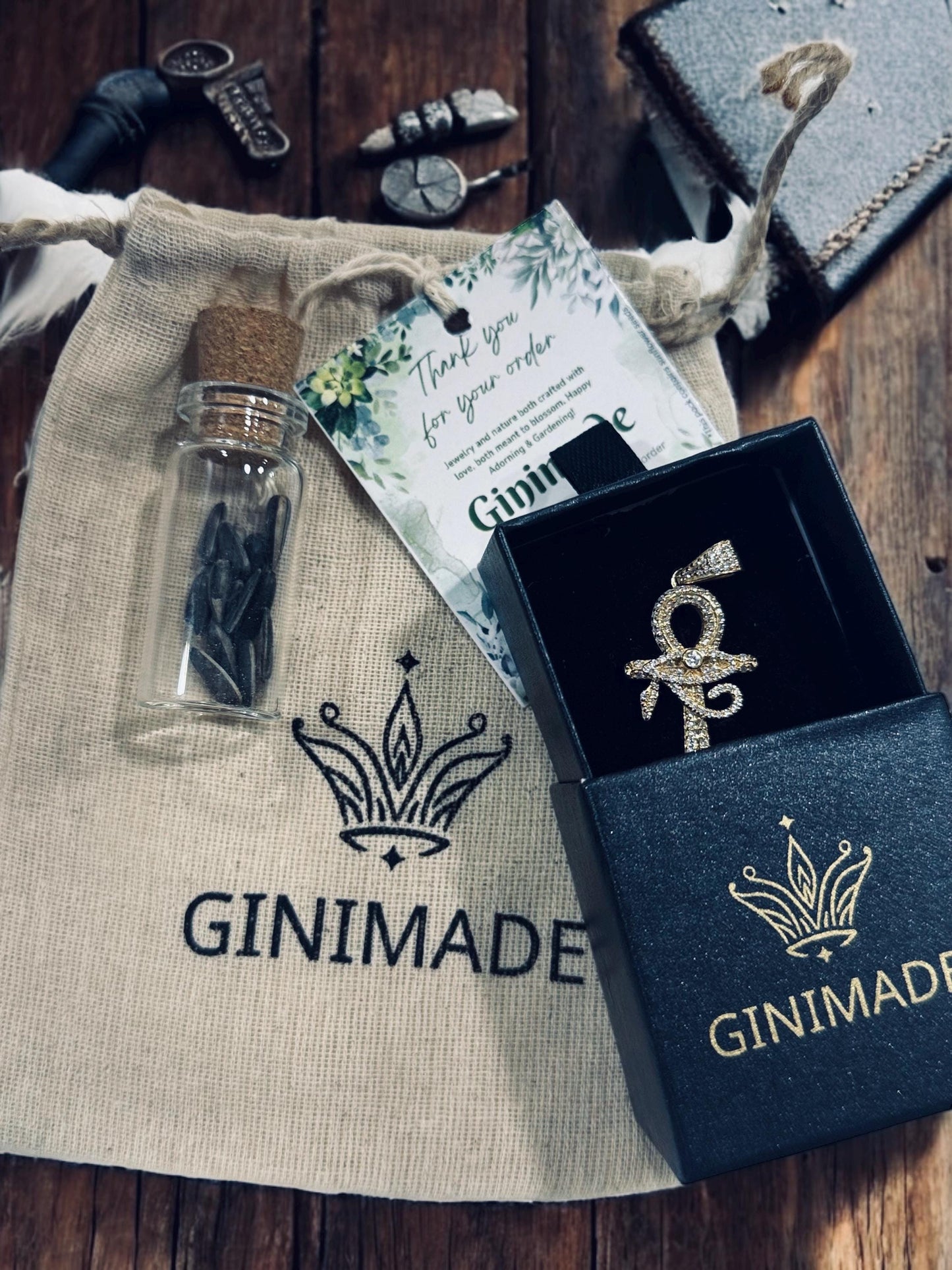 Ankh Cross Necklace • Eye of Horus Pendant • 925 Sterling Silver with CZ Stones • Gold Plated Minimalist Jewelry