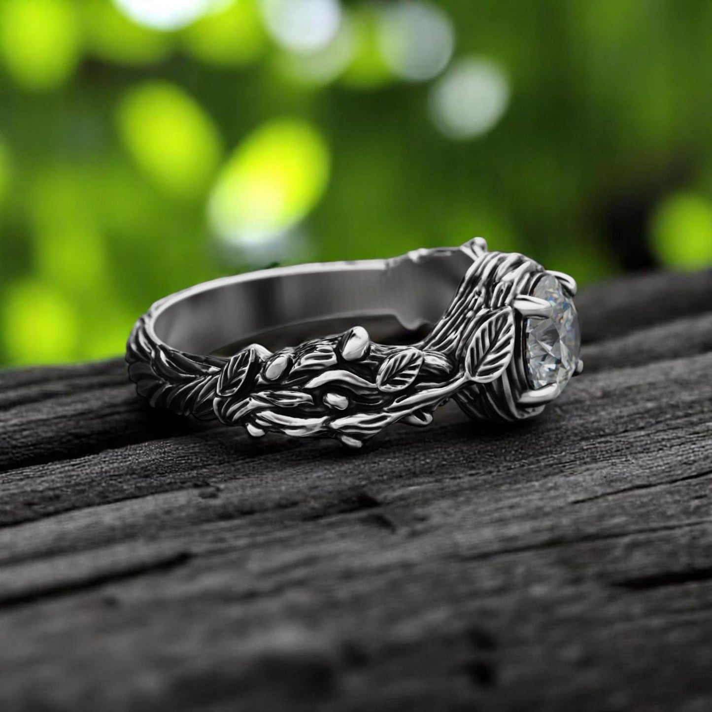 Boho Leaf Ring • Oxidized 925 Silver Nature-Inspired Vine Band • Botanical Branch Ring • Rustic Bohemian Jewelry for Her