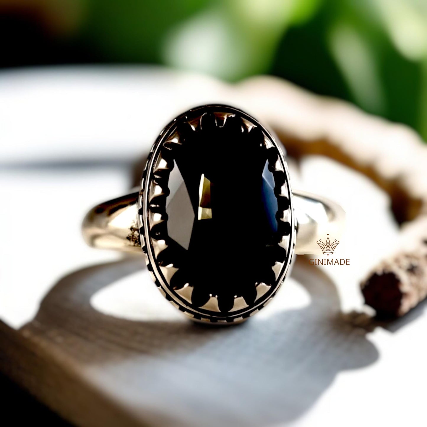 Black Onyx Ring 925 Sterling Silver • Oval Gemstone Ring • Statement Ring for Men & Women • Boho Onyx Jewelry • Gift for Him or Her