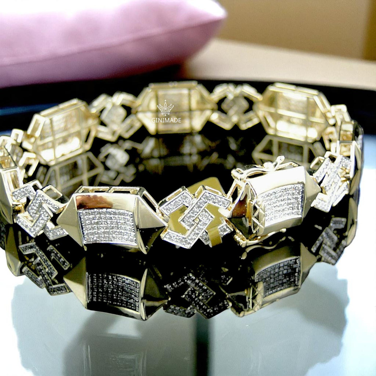 Men’s CZ Diamond Bracelet – 925 Sterling Silver – Iced Out Link Chain – Hip Hop Style – Gift for Him