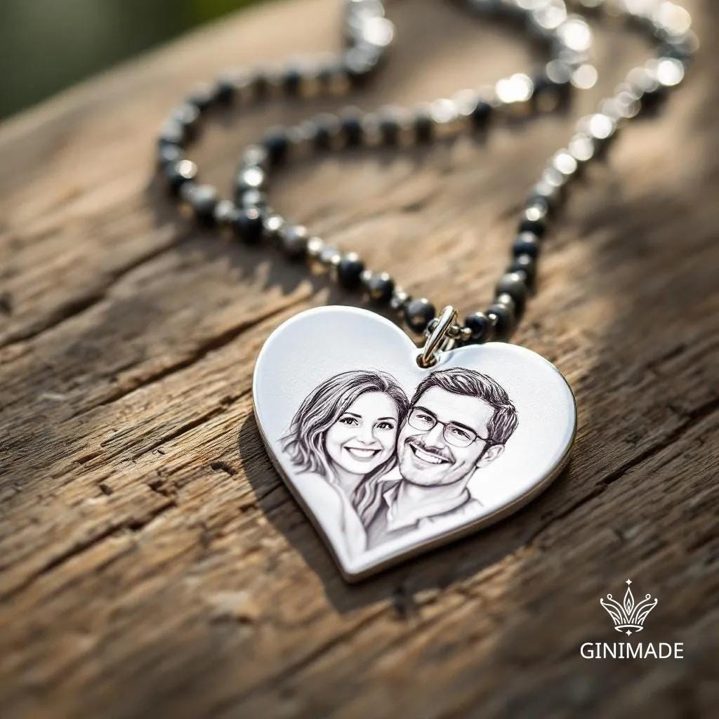 Personalized Real Picture Pendant • Custom Heart Photo Necklace • Memorial Keepsake Jewelry • Gift for Her • Anniversary or Birthday Gift.