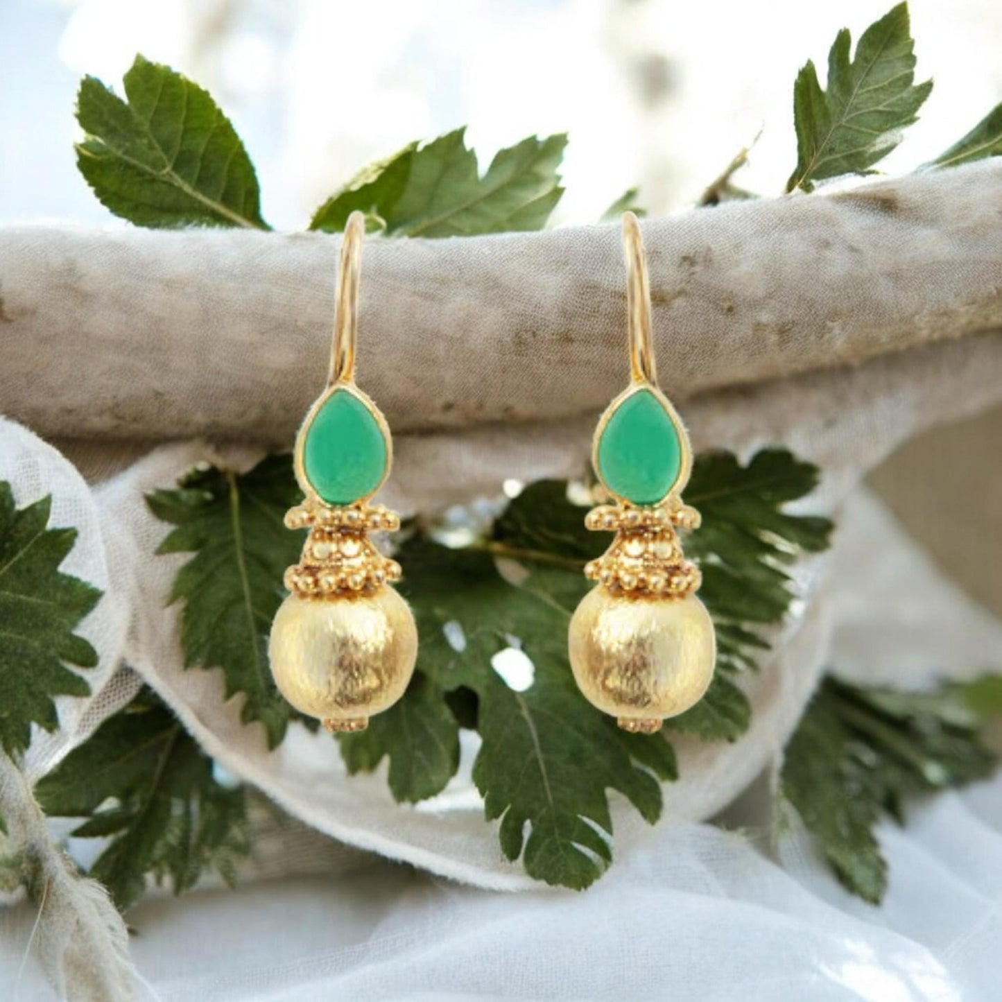 Boho Tribal Hook Gemstone Earrings | Handmade 925 Sterling Silver Jewelry