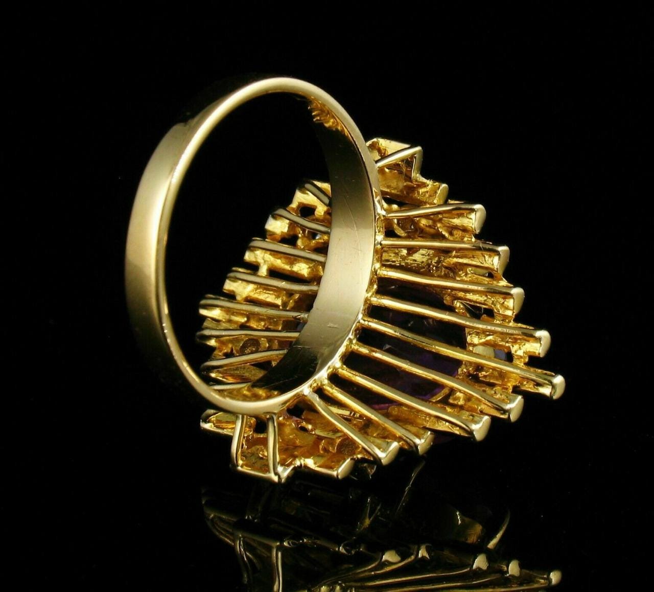 Women&#39;s Amethyst Statement Ring 18k Yellow Gold Plated