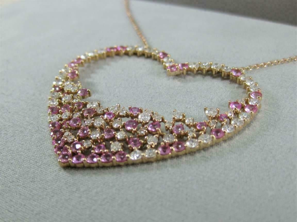 Beautiful fuchsia pink and white CZ silver heart pendant, a perfect romantic gift.