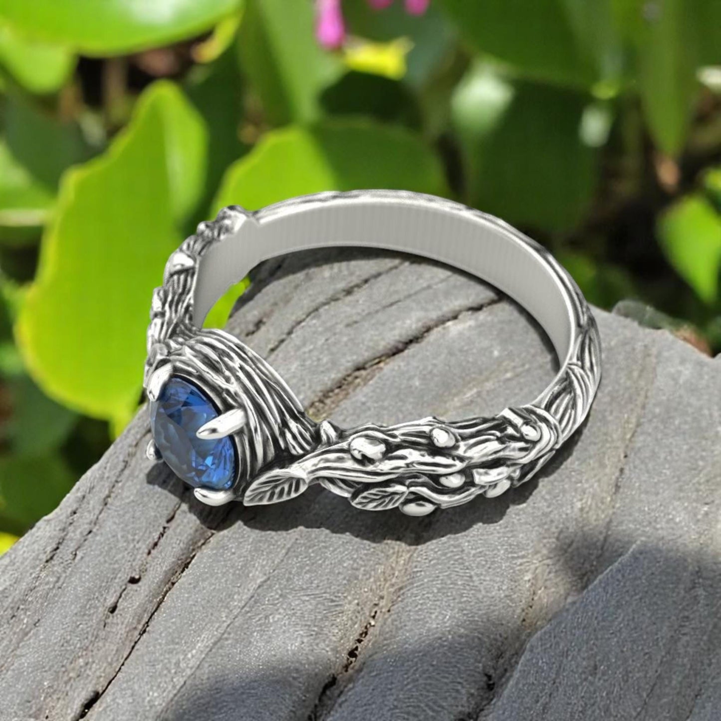 Boho Leaf Ring • Oxidized 925 Silver Nature-Inspired Vine Band • Botanical Branch Ring • Rustic Bohemian Jewelry for Her