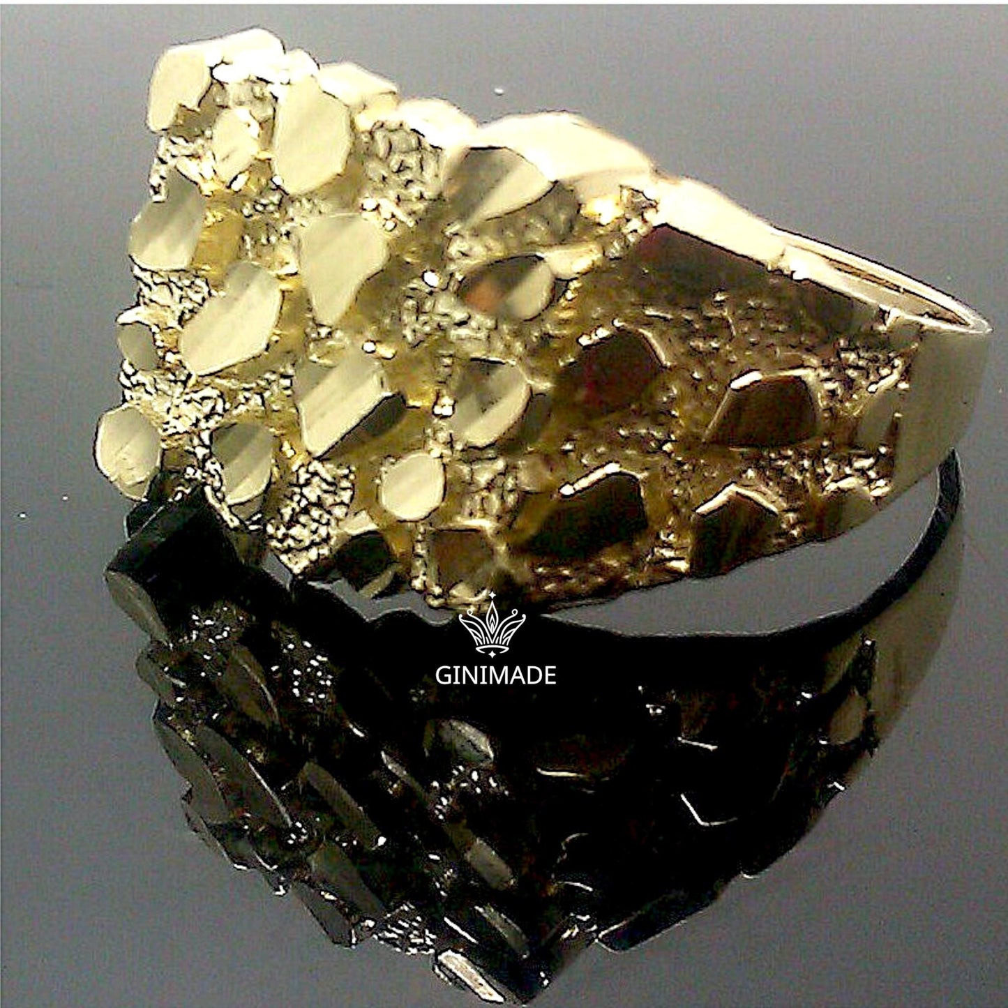 Nugget Ring for Men - 925 Sterling Silver Chunky Statement Band - Textured Hip Hop Nugget Jewelry - Bold Silver Ring - fathers day gift