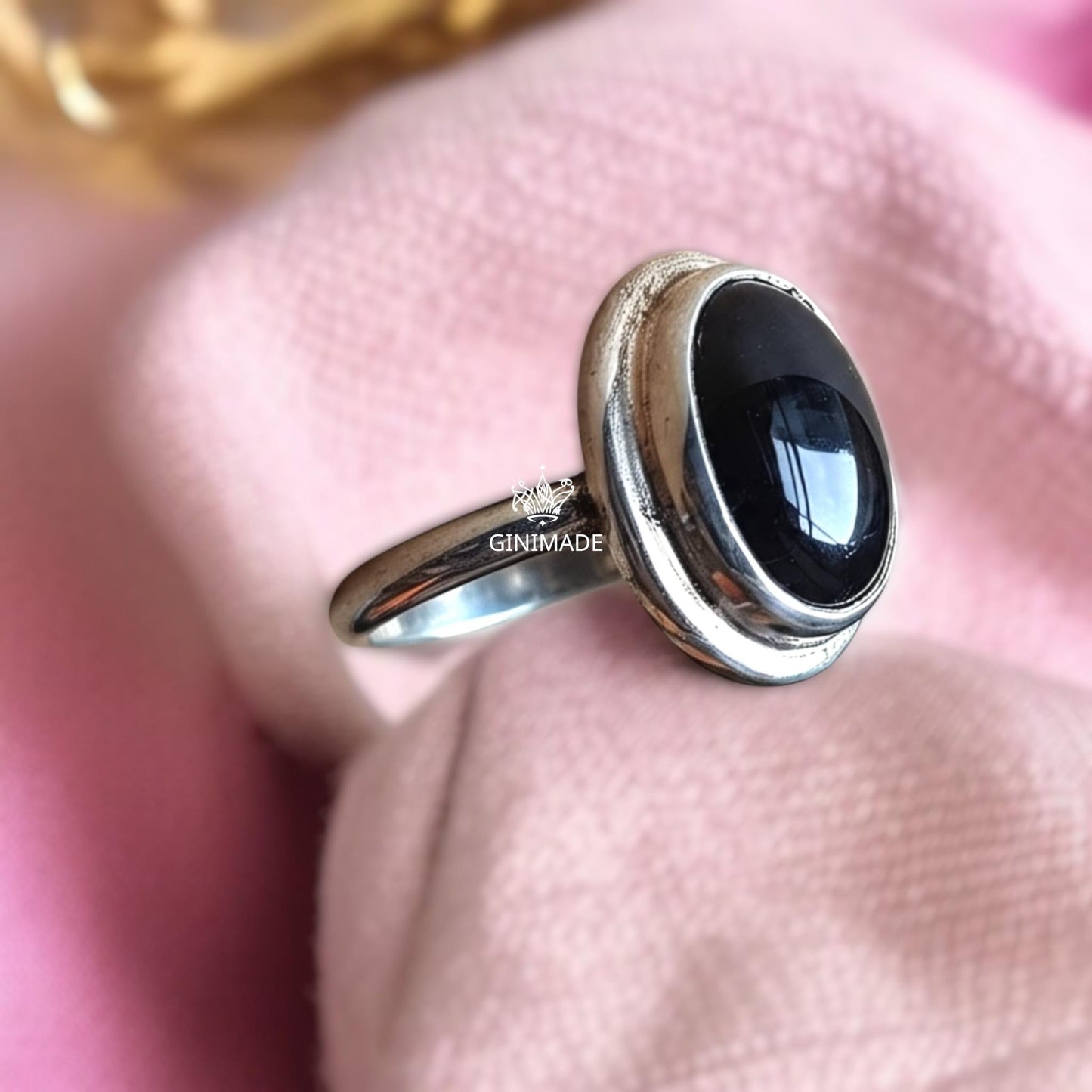 Sterling Silver Onyx Ring • Oval Black Onyx Ring for Men Women • July Birthstone Gift • Bohemian Gemstone Jewelry.