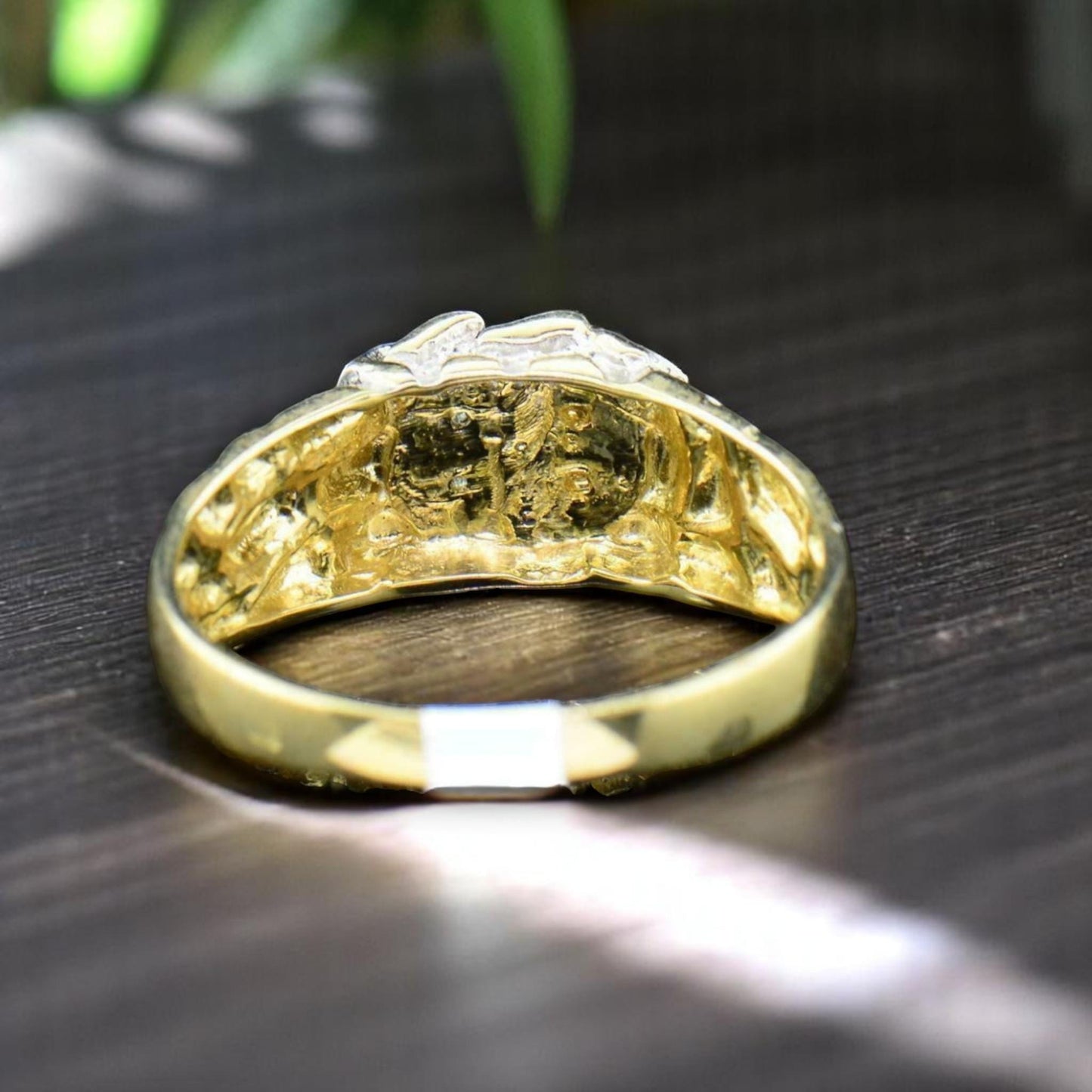 Men’s Nugget Ring in 925 Sterling Silver with CZ Diamonds – Bold Textured Statement Ring, Hip Hop Style Jewelry, Gift for Him