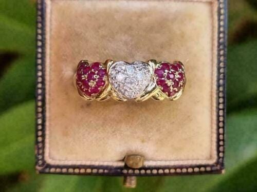 Vintage Heart Shape Ruby & Lab-Grown Diamond Ring, Luxury Jewelry, Engagement Ring