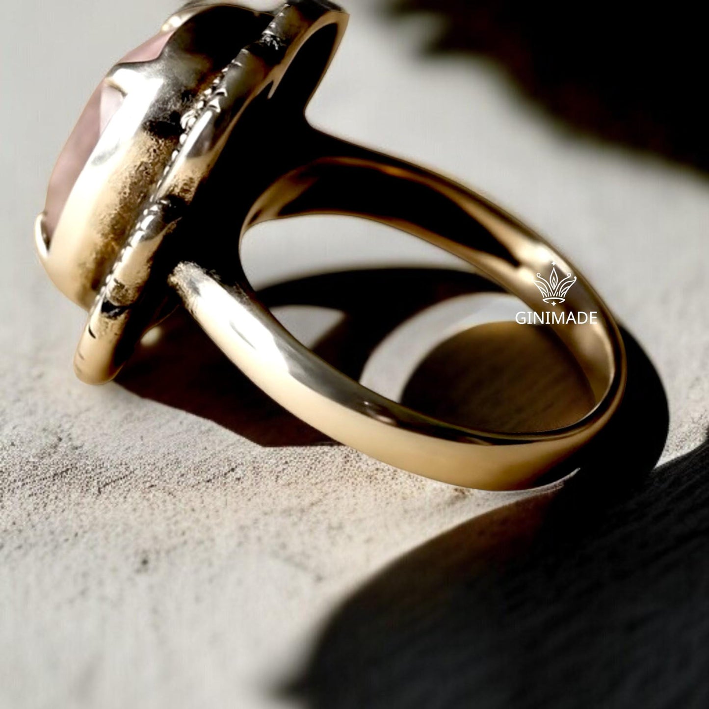 925 Sterling Silver Rose Quartz Ring • Boho Cushion Cut Pink Gem, Gift for Her