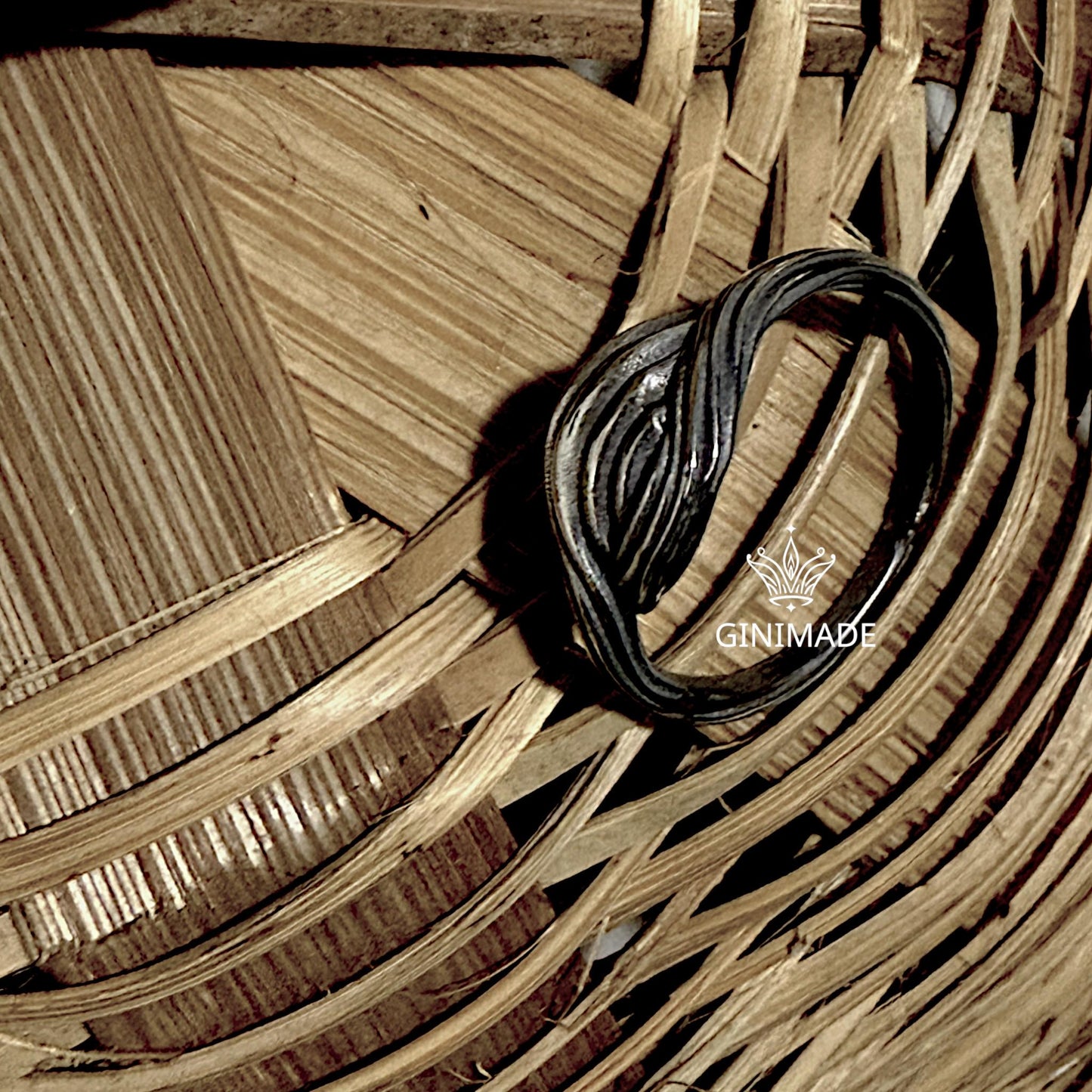 Rustic Sterling Silver Leaf Ring | Handmade Nature Jewelry | Textured Silver Band | Wavy Boho Ring | Gift for Her