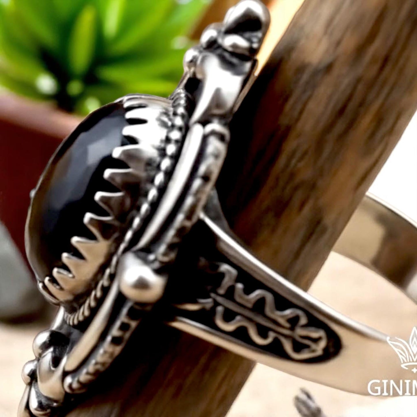 Black Onyx Ring 925 Sterling Silver • Vintage Boho  Ring • Gothic Oval Gemstone Jewelry • Handmade Oxidized Silver Ring for Women & Men.