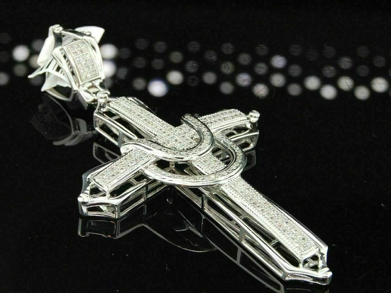Hip hop-style 3D cross necklace in 925 silver